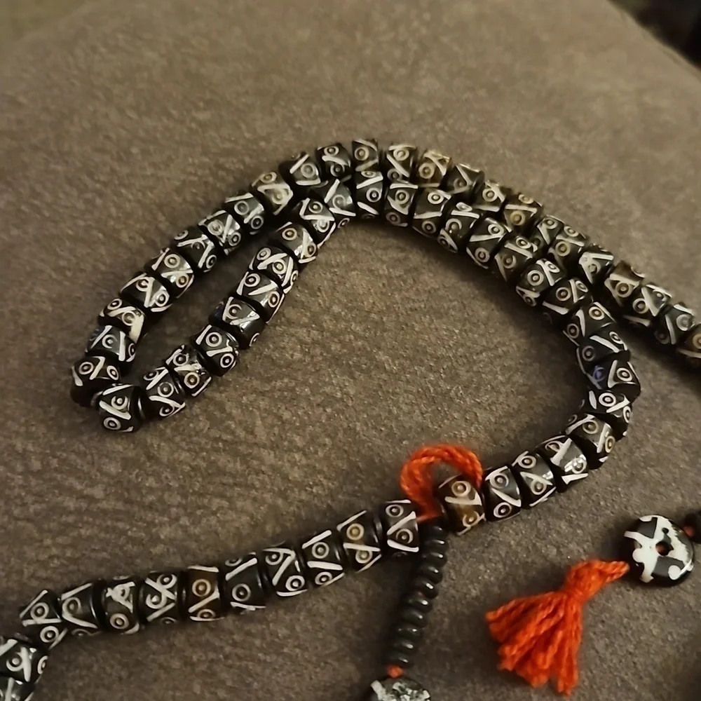 Tibetan Buddhist Carved Gemstone 108 Mala Prayer Beads